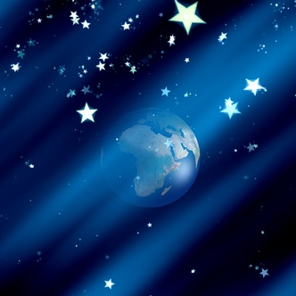 Mission Earth! Graphic Image of the earth among the stars