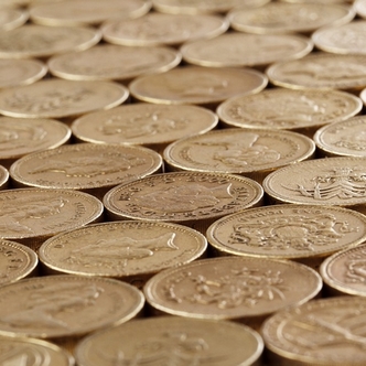Rows of pound coins